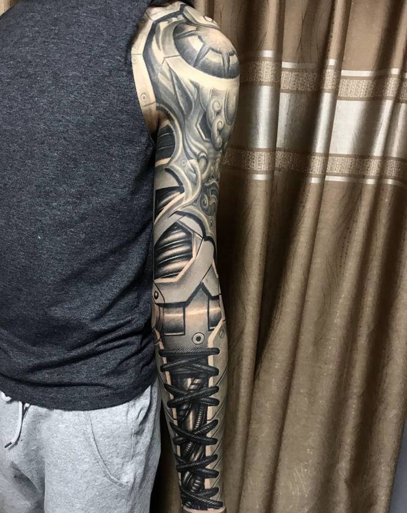 机械臂-能源纹身图片_手臂手部新传统欧美写实纹身图案