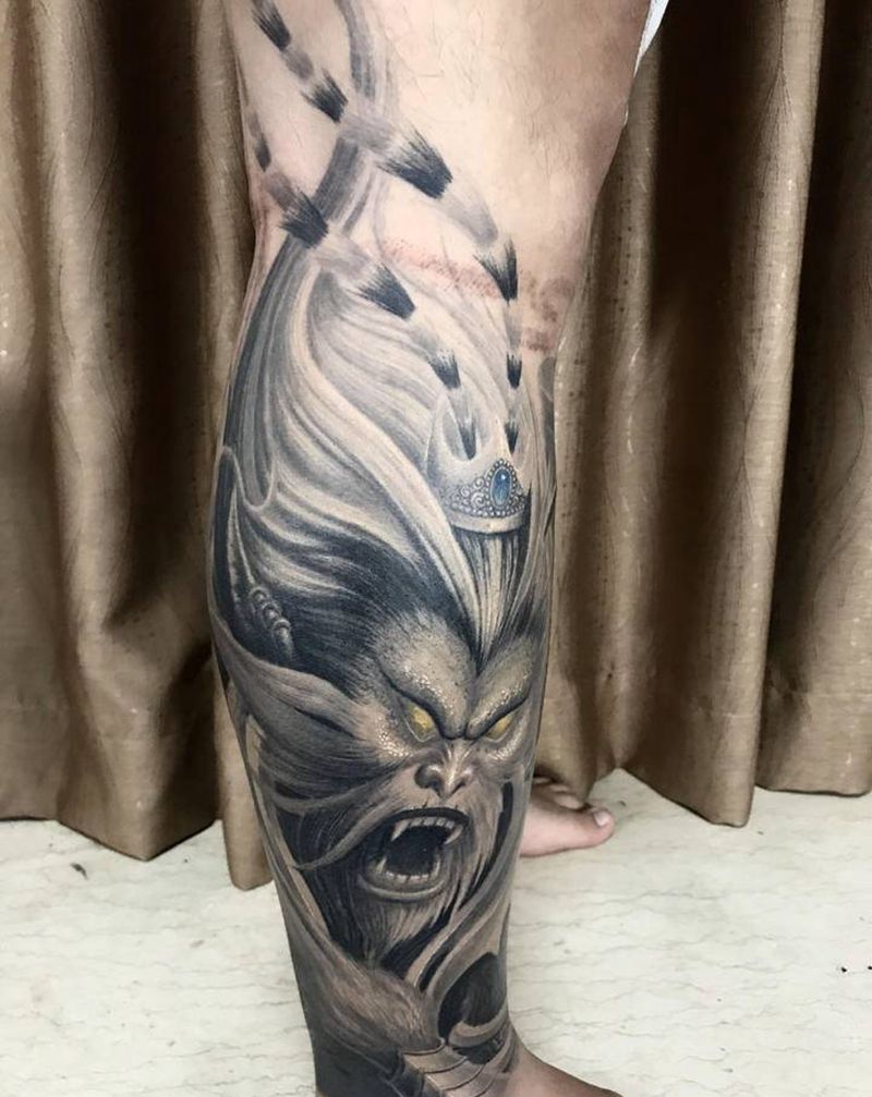 【定海神针2】纹身图片_腿部脚部新传统欧美写实纹身图案