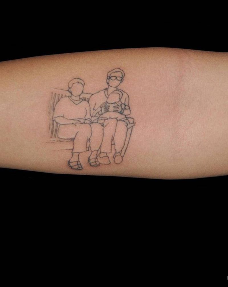 Family纹身图片_手部New School简笔小清新纹身图案