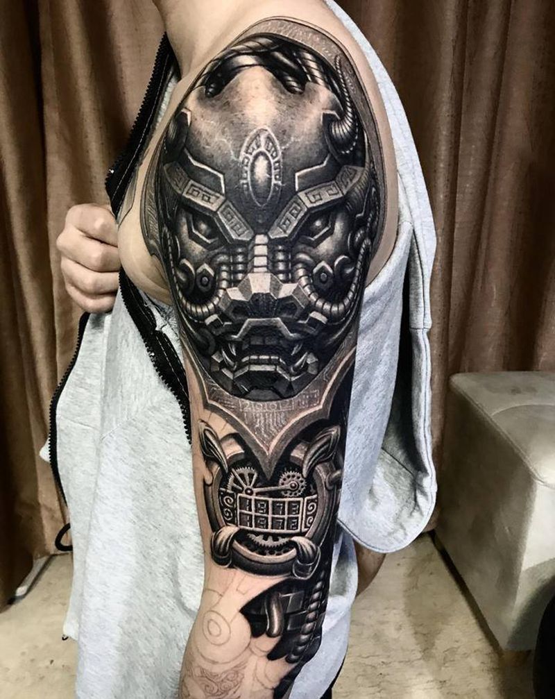 机械臂-龙魂纹身图片_手臂手部欧美写实新传统纹身图案