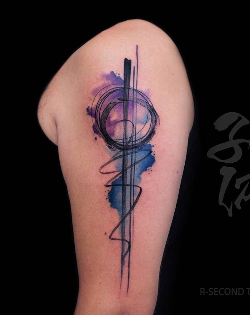 抽象水墨纹身图片_手部手臂水墨纹身图案