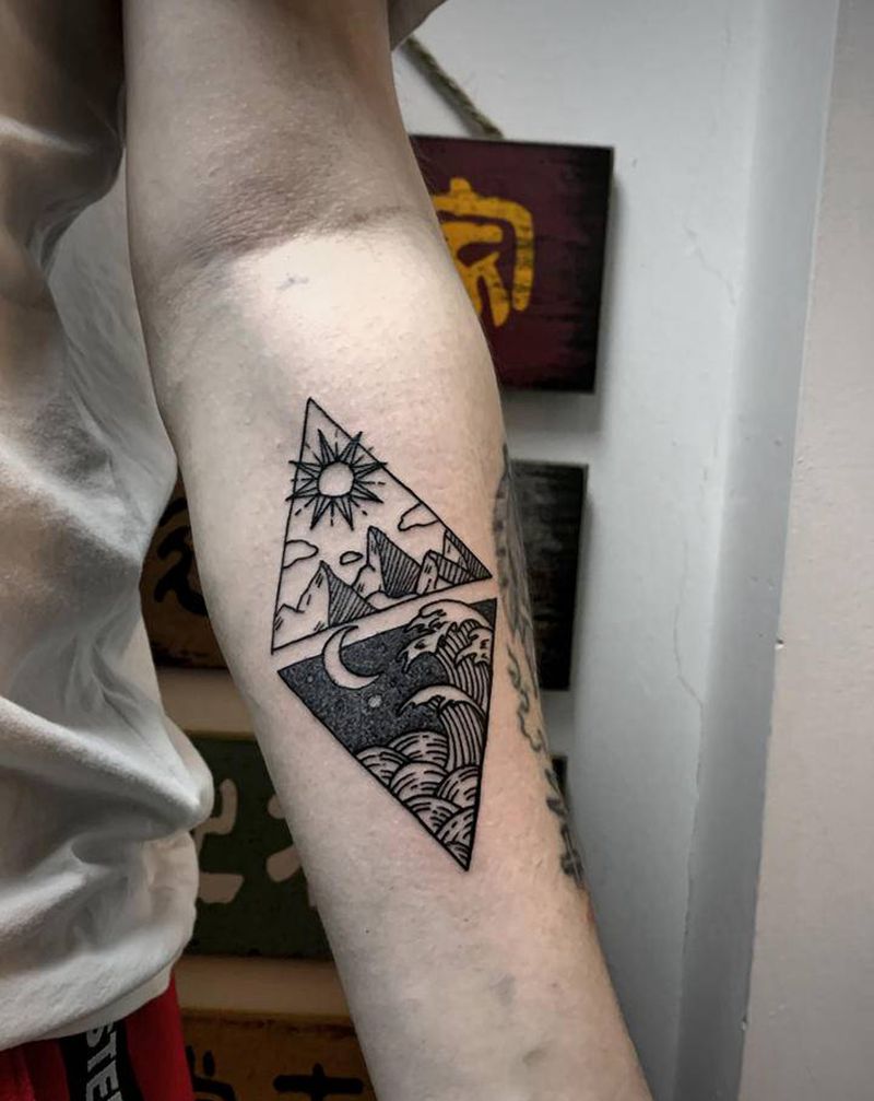 几何 线条纹身图片_手部几何点刺纹身图案