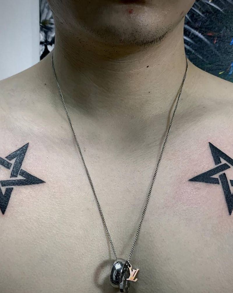 五角星纹身图片_肩部几何图腾纹身图案