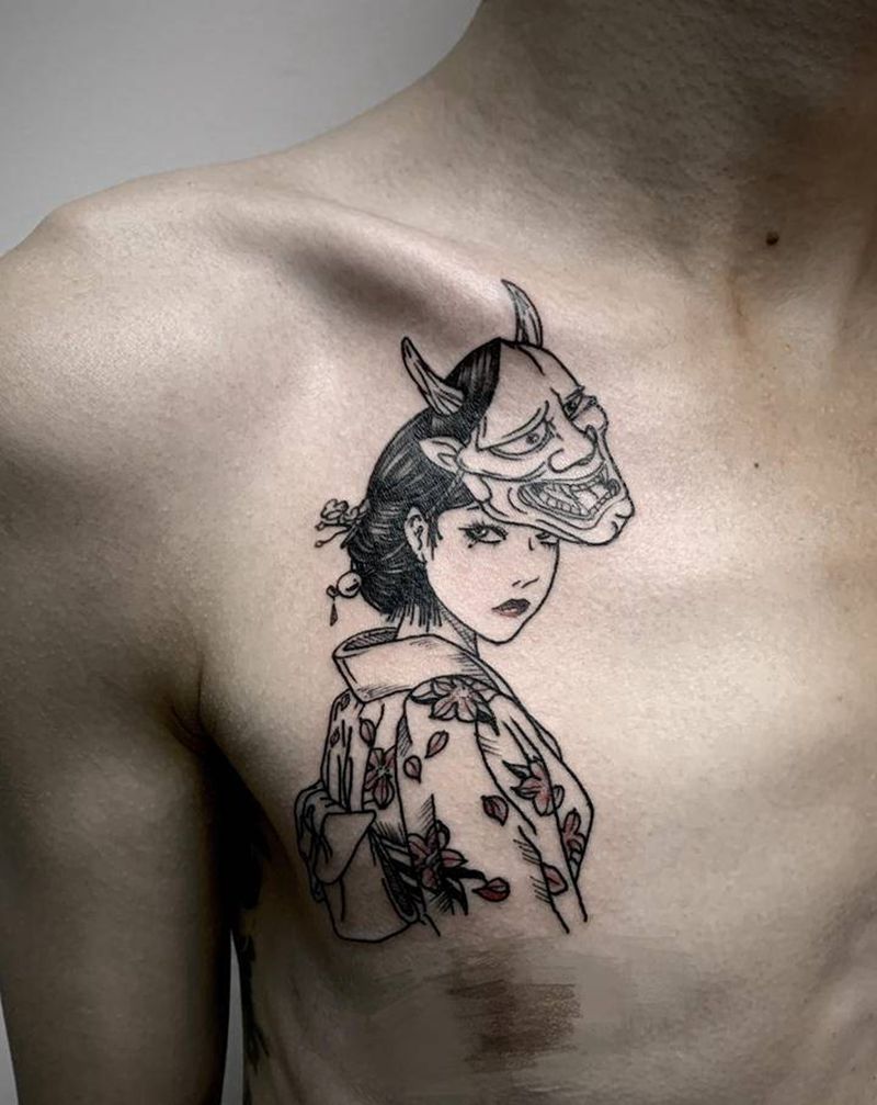 富江纹身图片_胸部纹身图案