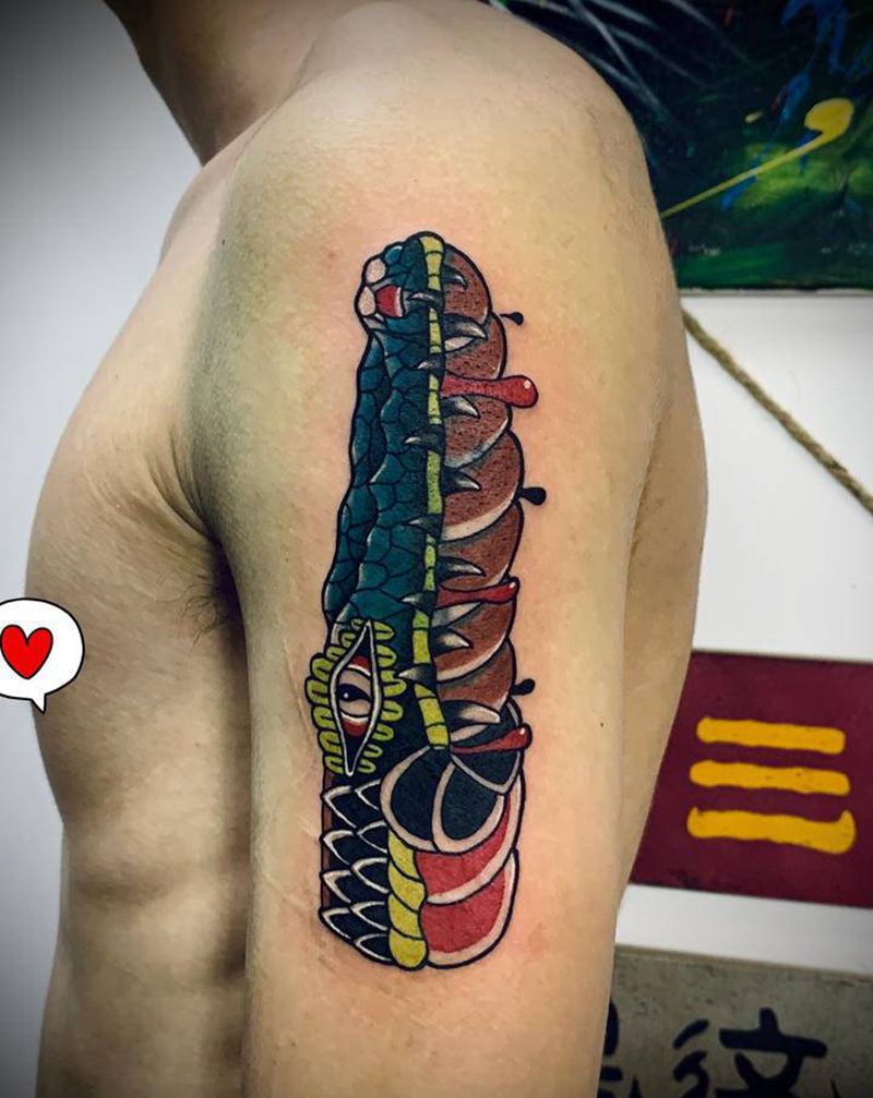 school鳄鱼遮盖纹身图片_手臂Old School纹身图案