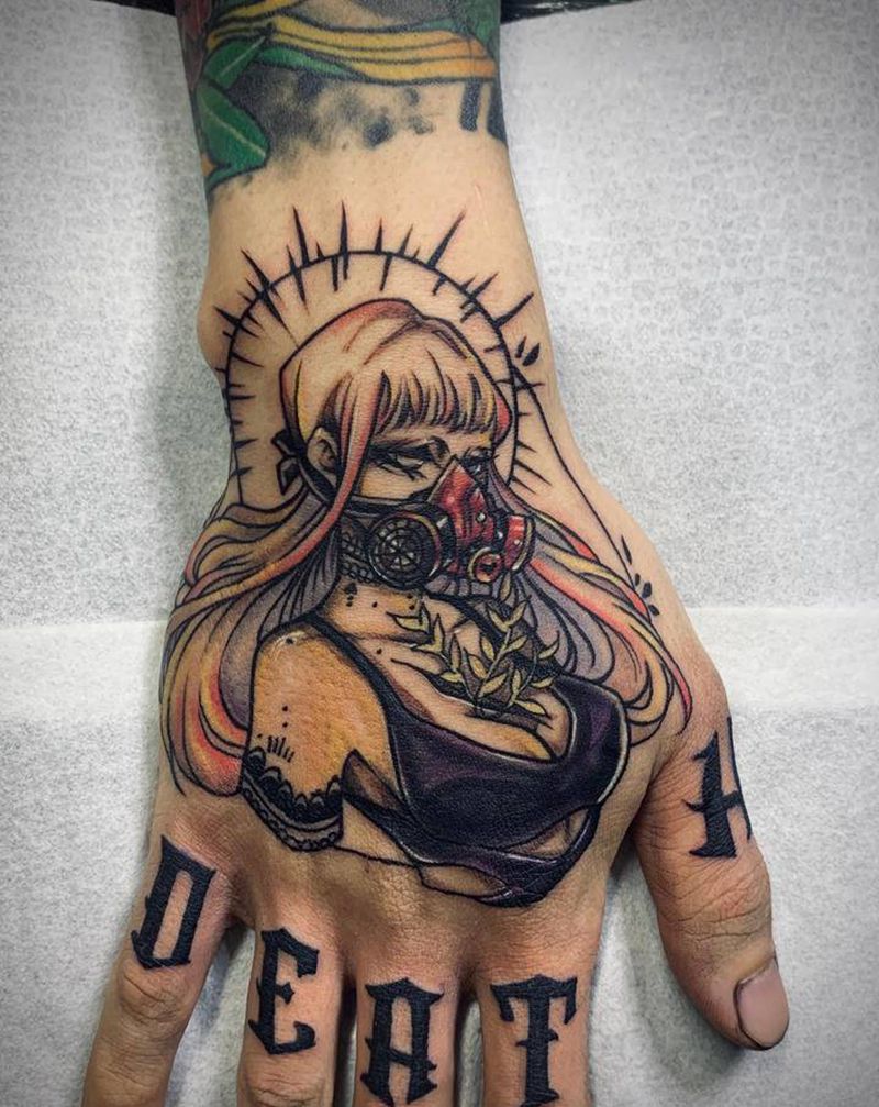 动漫人物 school纹身图片_手部Old School纹身图案