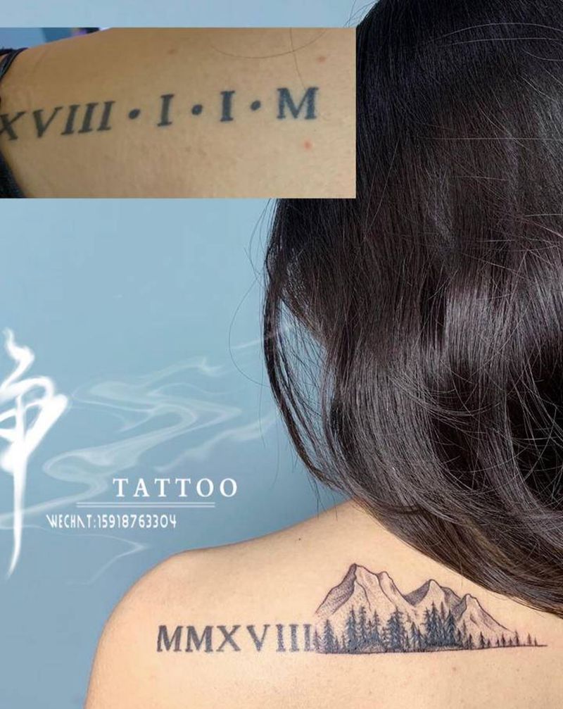 覆盖数字纹身图片_背部肩部点刺覆盖纹身图案