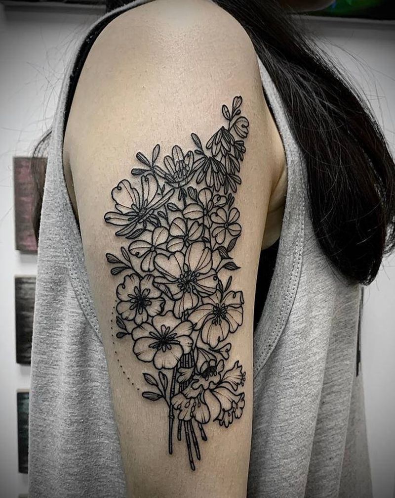 素花纹身图片_手臂点刺纹身图案