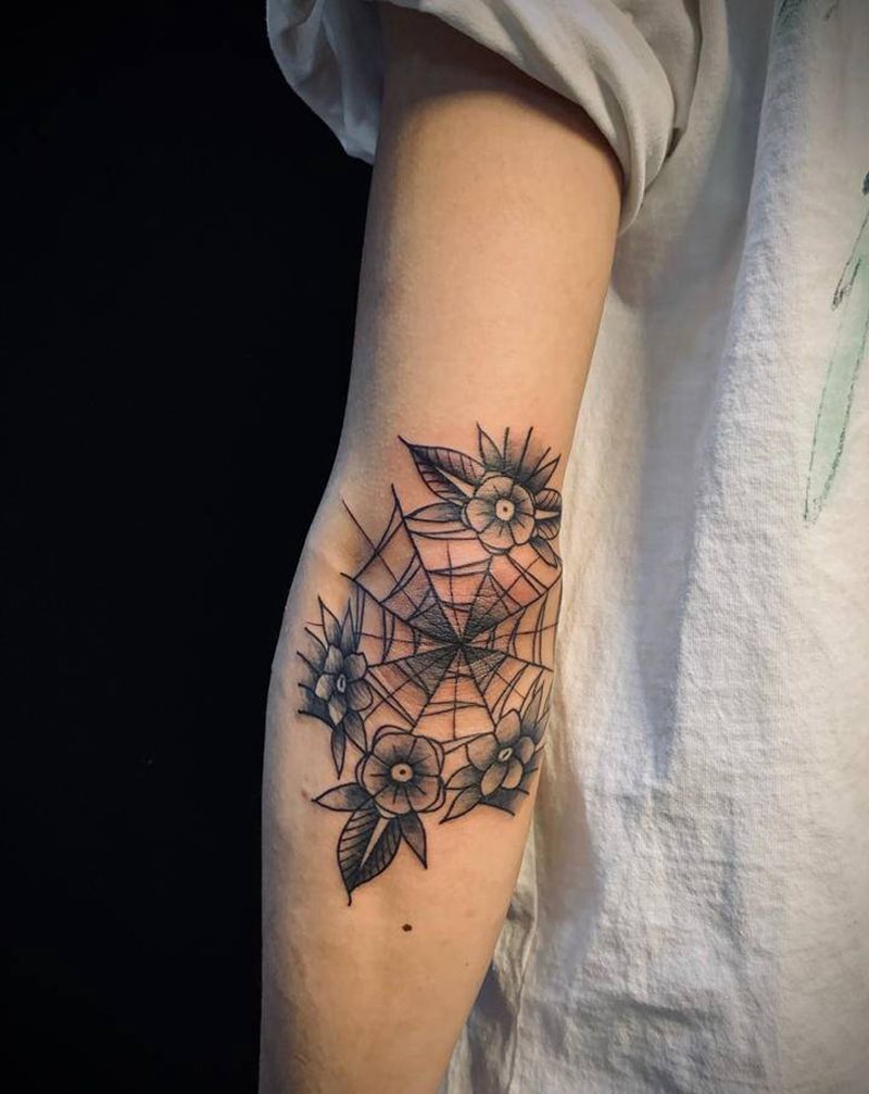 蜘蛛网纹身图片_手臂Old School纹身图案