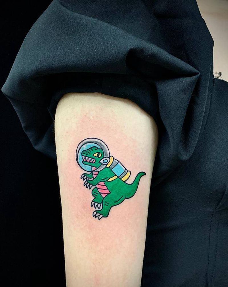小恐龙纹身图片_手臂New SchoolOld School纹身图案