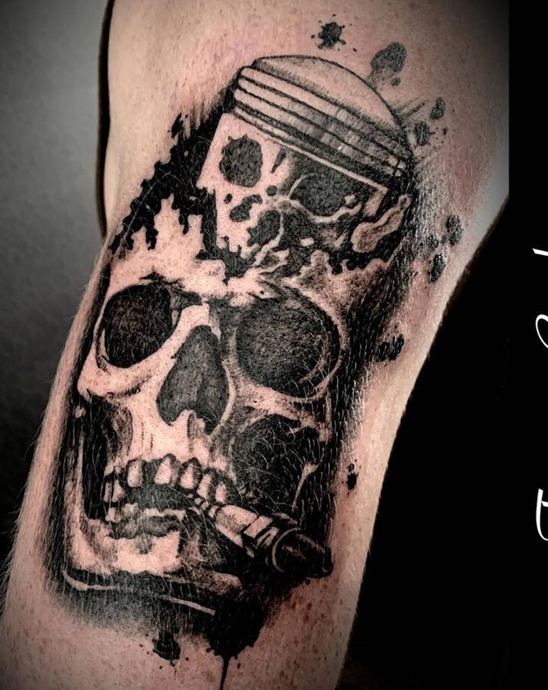 骷髅纹身图片_手臂New School骷髅暗黑纹身图案