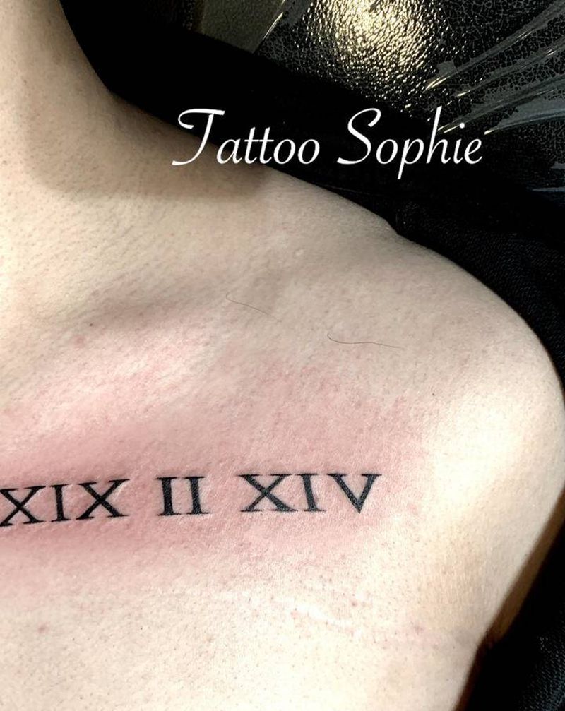 阿拉伯数字纹身图片_肩部胸部字体阿拉伯数字日期纹身图案