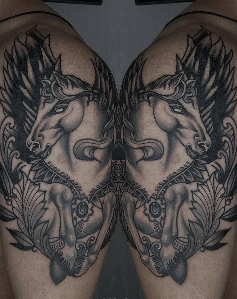 飞马纹身图片_手臂手部New School欧美写实纹身图案