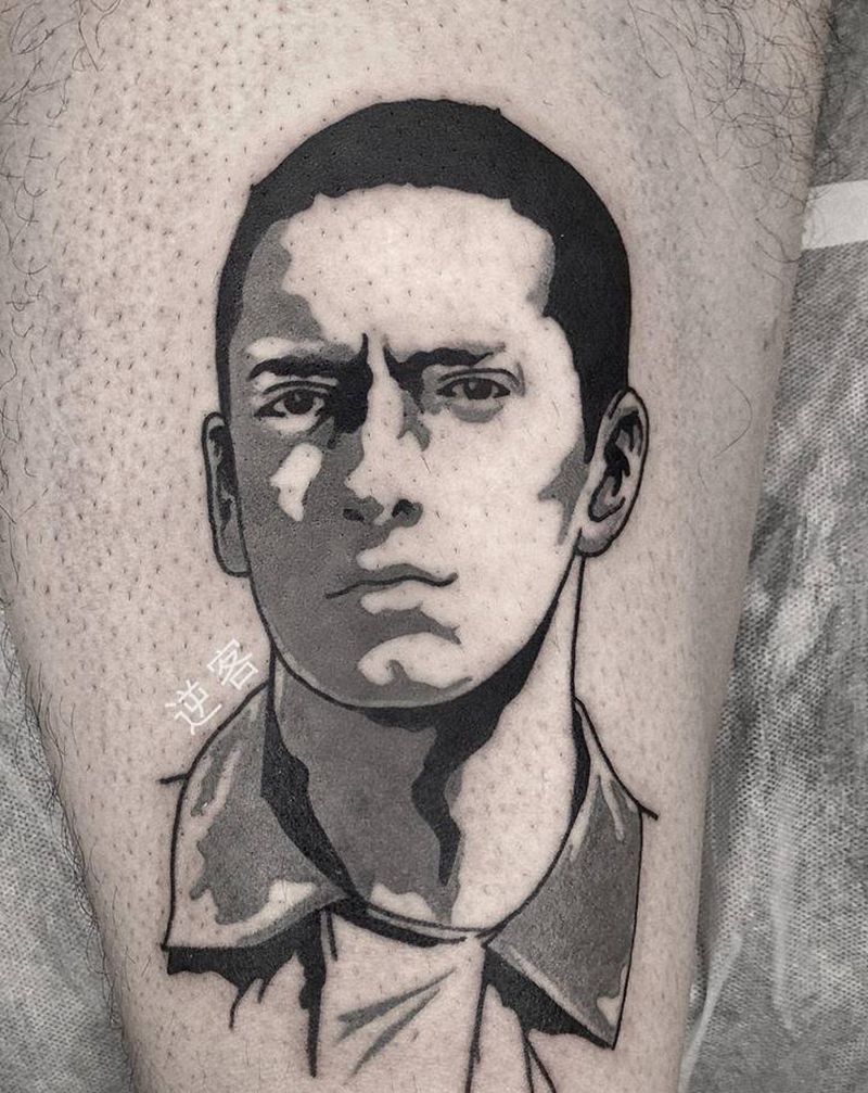 eminem纹身图片_腿部Old School纹身图案