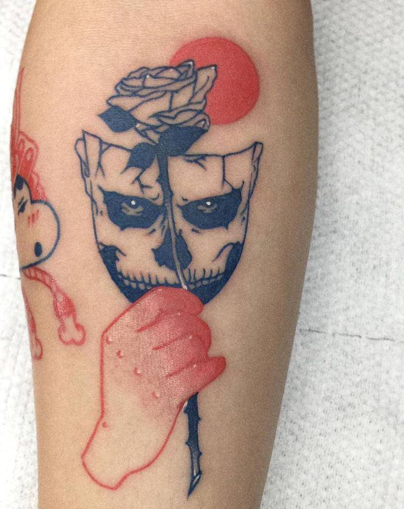 骷髅男孩纹身图片_手臂Old SchoolNew School纹身图案