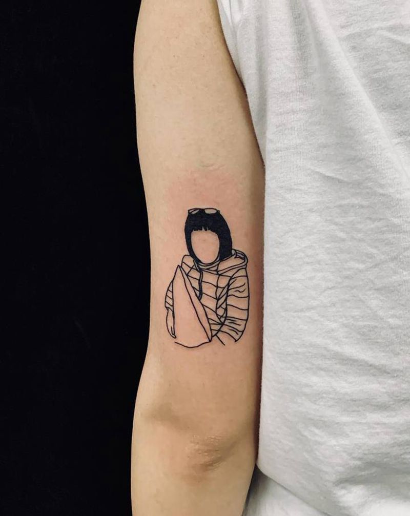 简笔画纹身图片_手臂点刺几何纹身图案