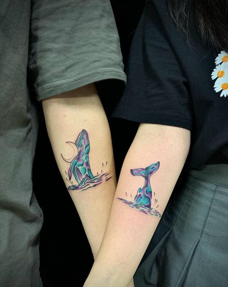 情侣纹身纹身图片_手臂水彩纹身图案