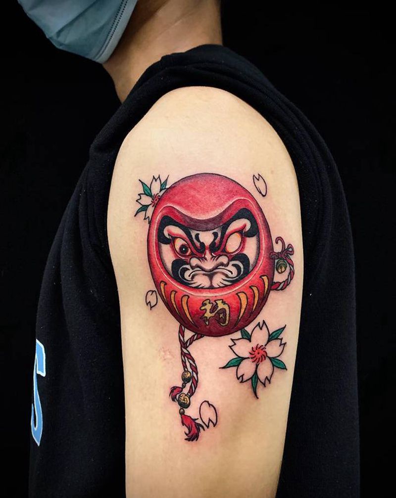 达摩蛋纹身图片_手臂New School纹身图案