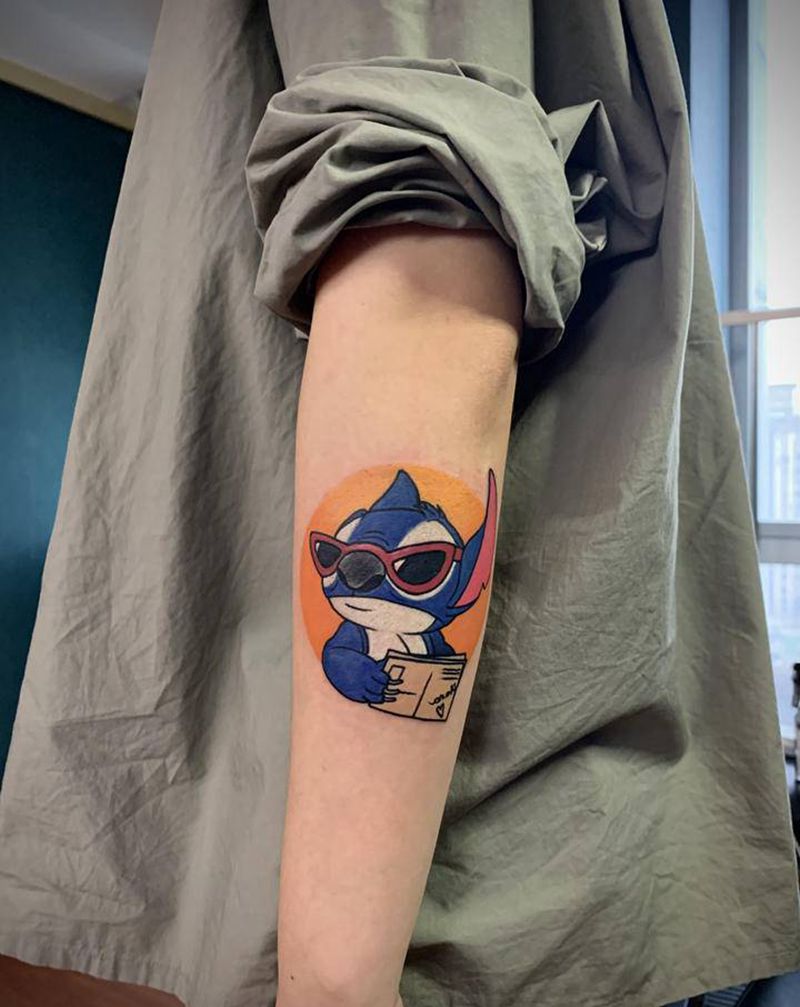 史迪仔纹身图片_手臂New School纹身图案