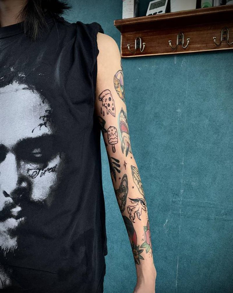 特价的花臂纹身图片_手臂Old SchoolNew School纹身图案