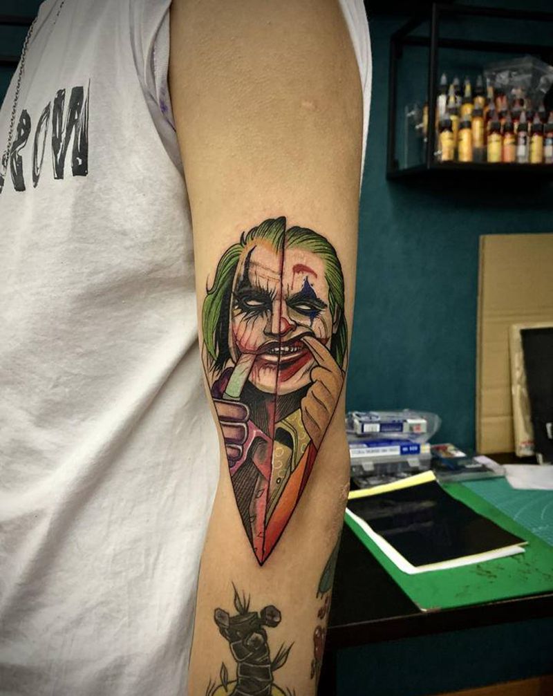 小丑纹身图片_手臂New School纹身图案