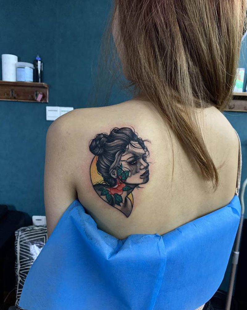 小遮盖纹身图片_肩部背部Old School纹身图案