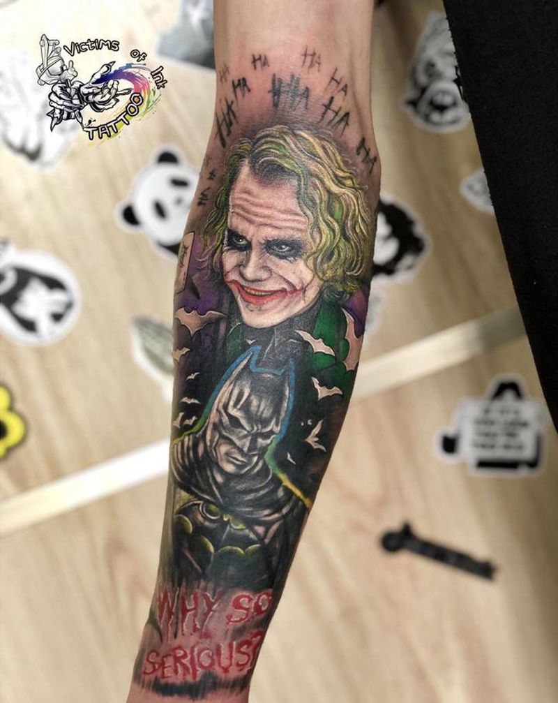 小丑纹身图片_手臂欧美写实纹身图案