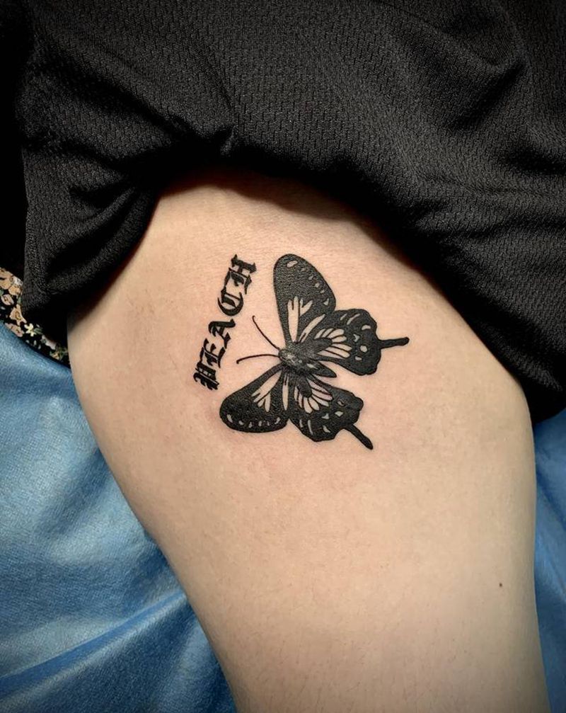 遮盖疤痕纹身图片_腿部Old School纹身图案