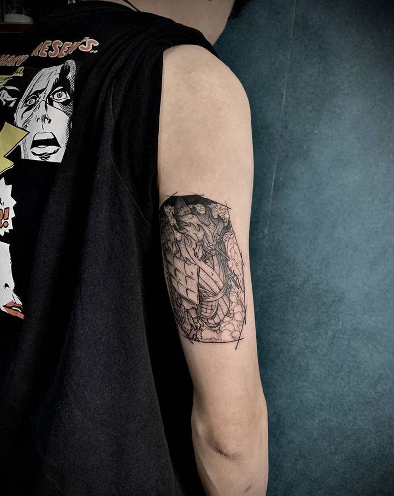 火影  须左能乎纹身图片_手臂几何点刺纹身图案