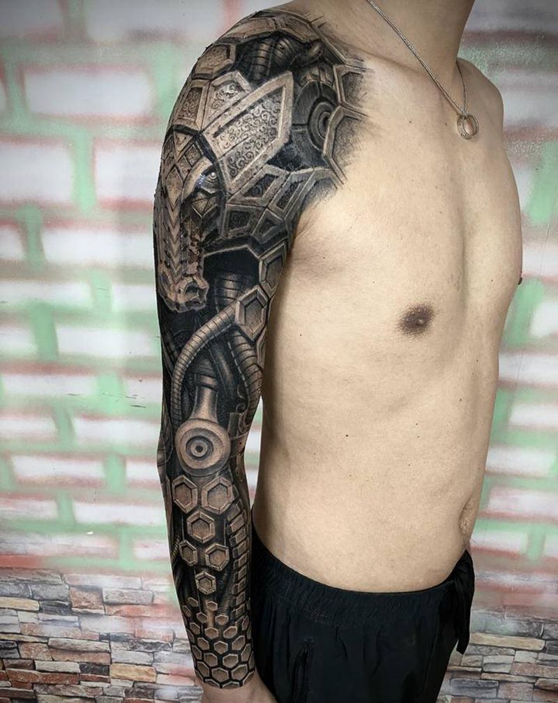 【机械臂-铁马战士】纹身图片_手臂手部欧美写实机械机械臂纹身图案