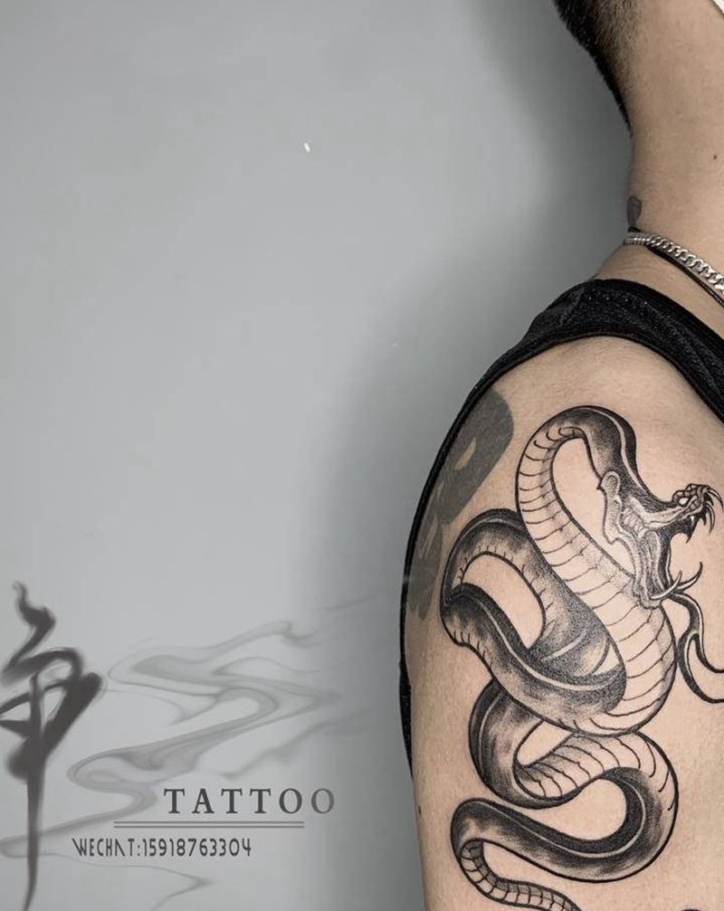 蛇纹身图片_手部手臂图腾新传统蛇纹身图案