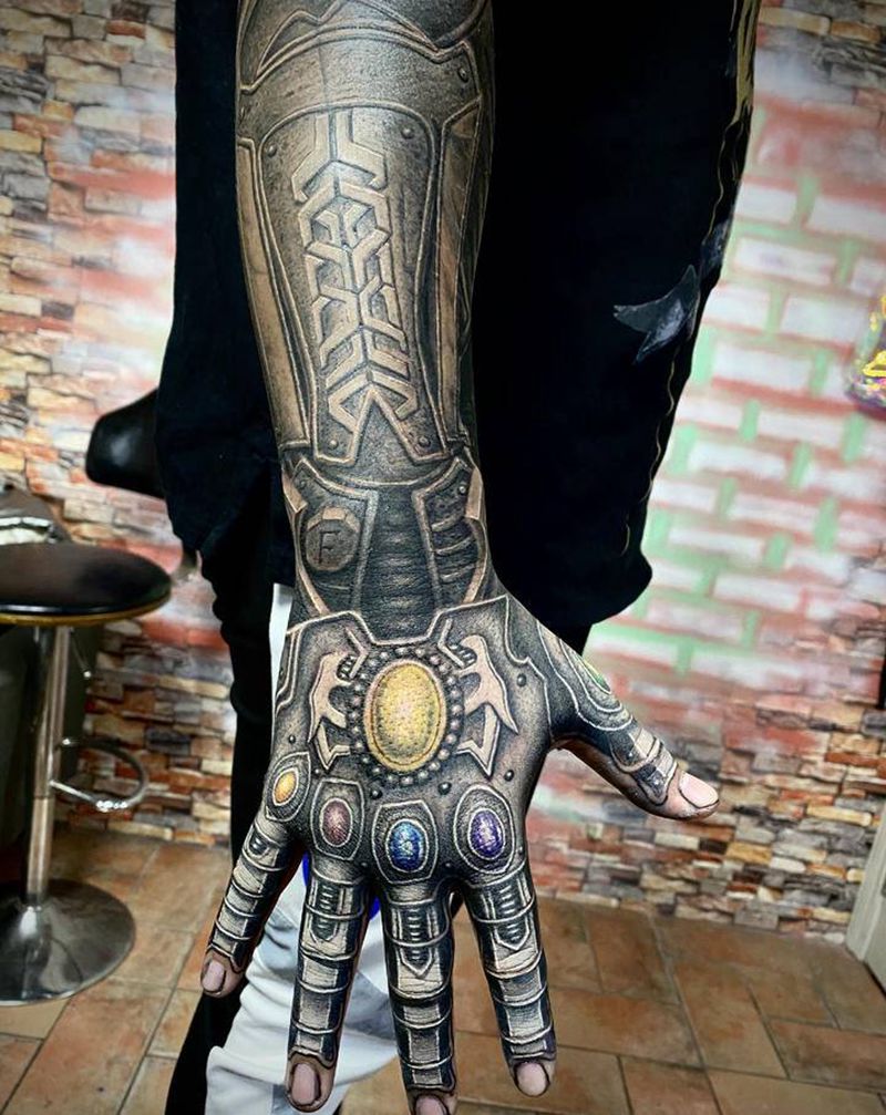 【灭霸-无限手套】纹身图片_手部欧美写实纹身图案