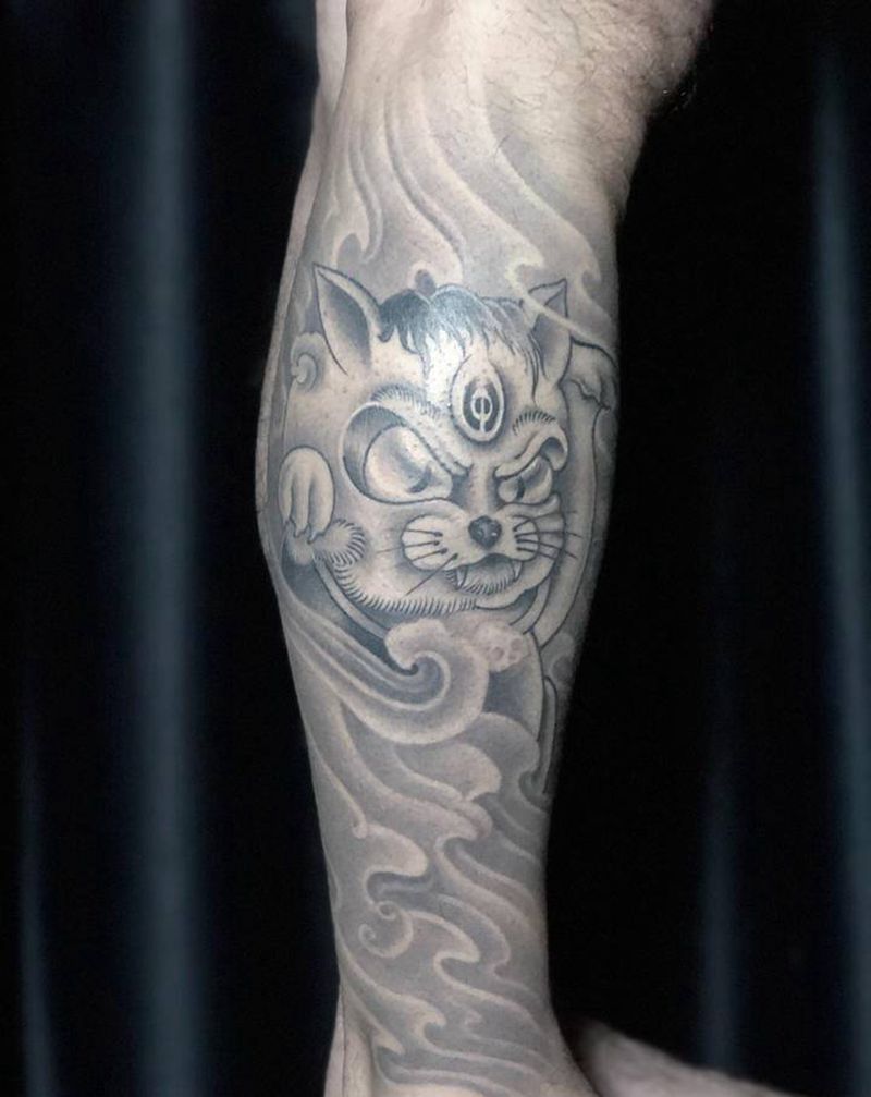 客户自带图纹身图片_腿部新传统纹身图案