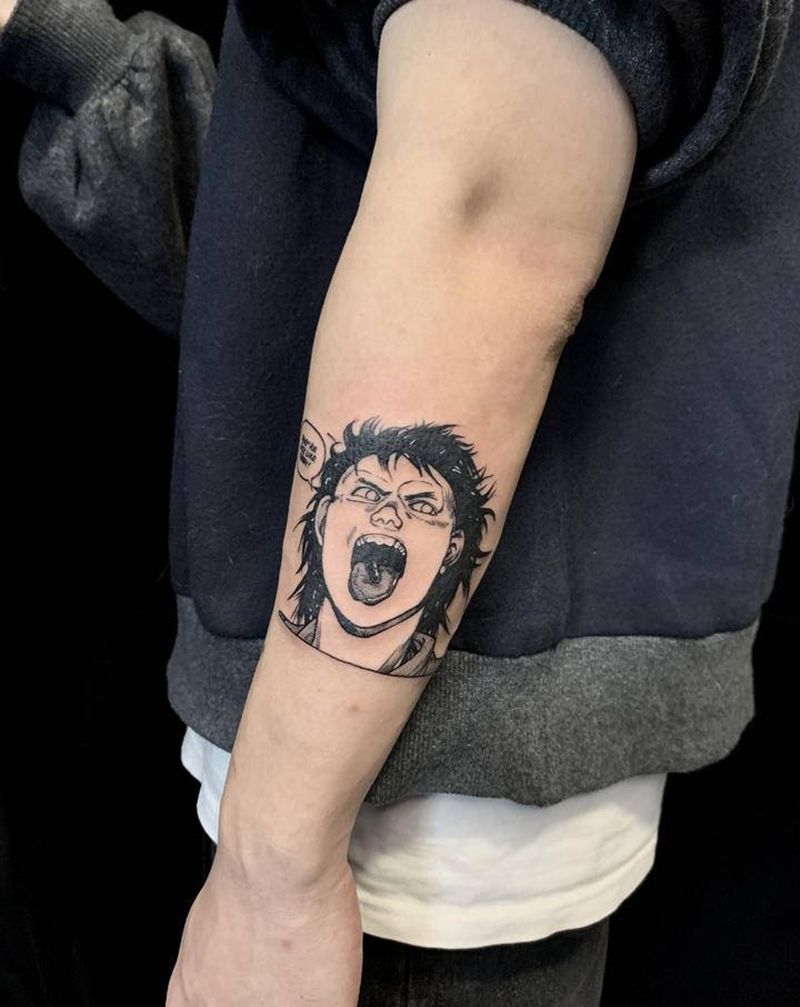 漫画人物纹身图片_手臂点刺Old School纹身图案