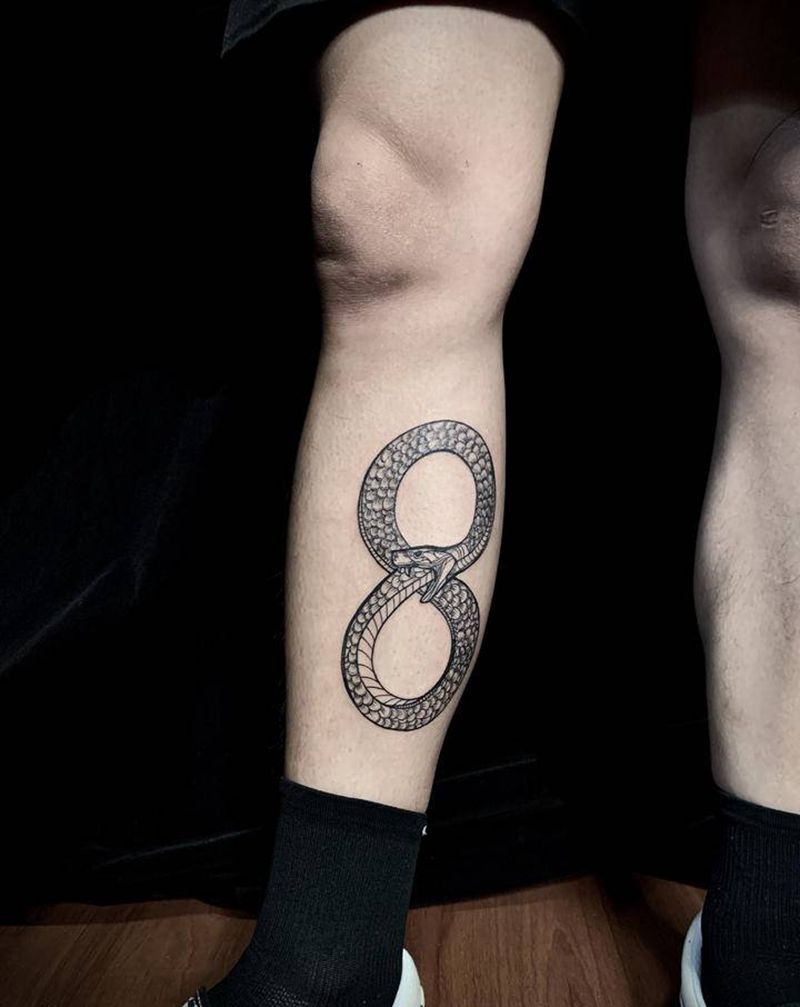 蛇纹身图片_腿部图腾纹身图案