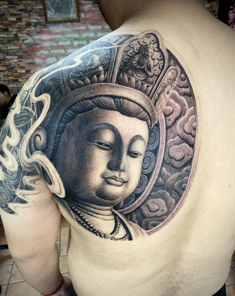 菩萨纹身图片_手部背部欧美写实新传统纹身图案