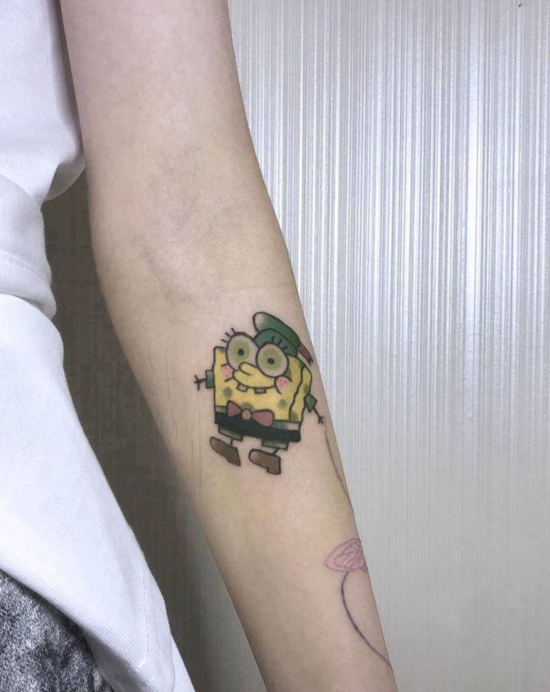 【海绵宝宝】纹身图片_手臂手部New School海绵宝宝纹身图案