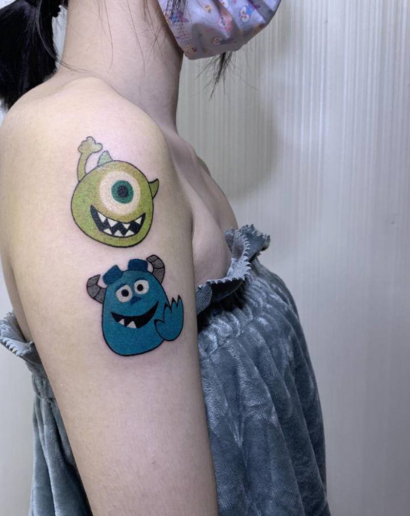 怪兽公司纹身图片_手部手臂New School怪兽公司卡通贴纸纹身图案
