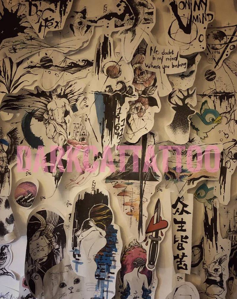 DARKCATTATTOO纹身图片_手臂腿部点刺水墨抽象线条鲸鱼纹身图案