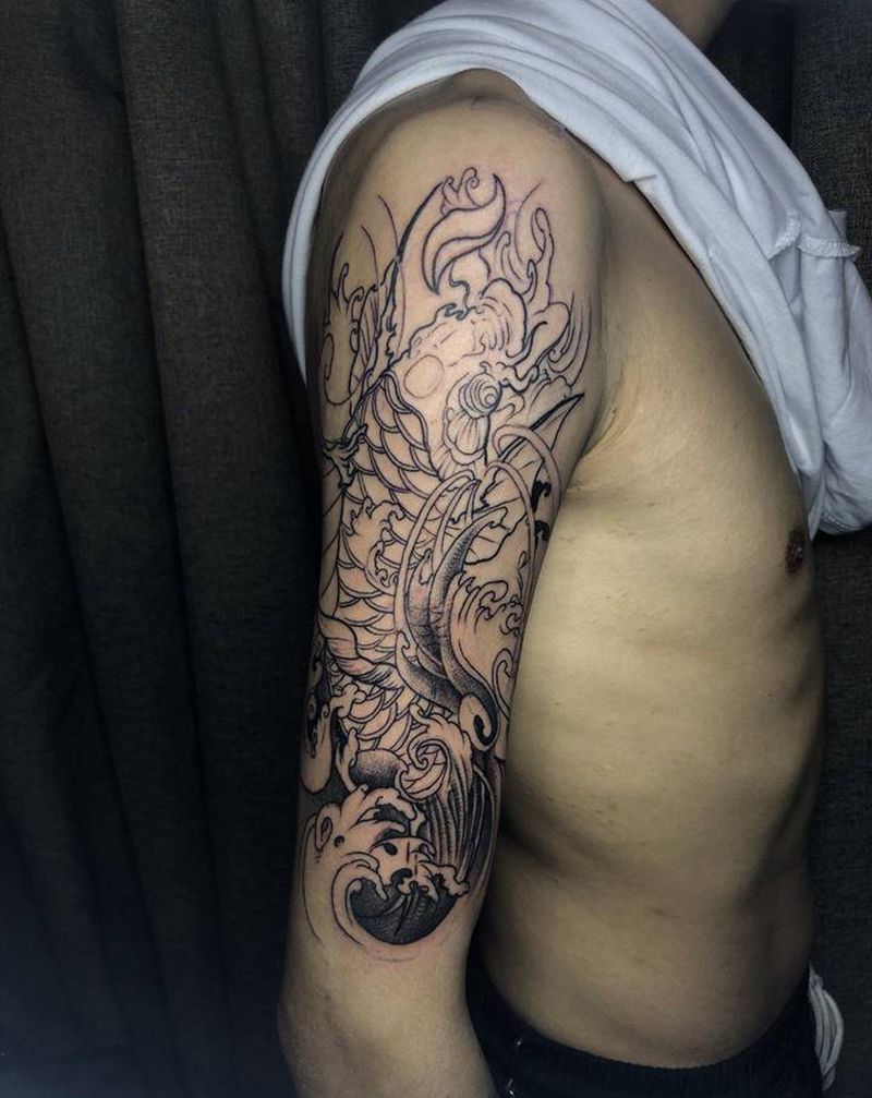 特价鲤鱼纹身，666元。纹身图片_手臂新传统纹身图案