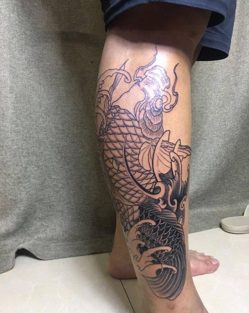 特价纹身大鲤鱼666元纹身图片_新传统纹身图案