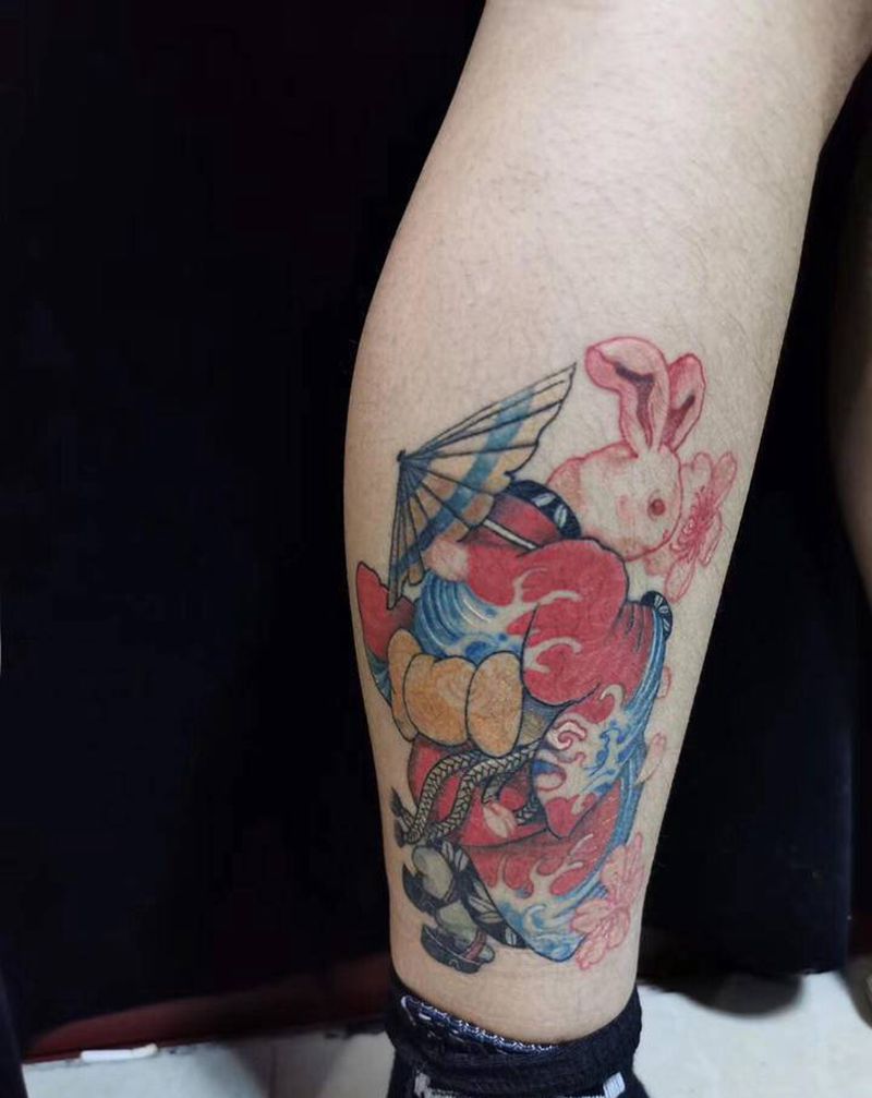 兔子。纹身图片_新传统纹身图案