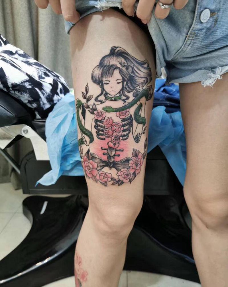 女子。纹身图片_欧美写实纹身图案