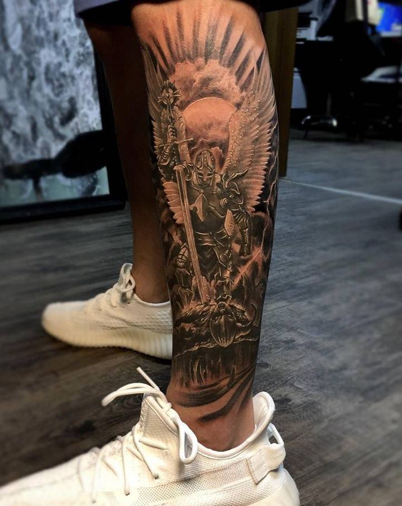 小腿纹身图片_手部纹身图案