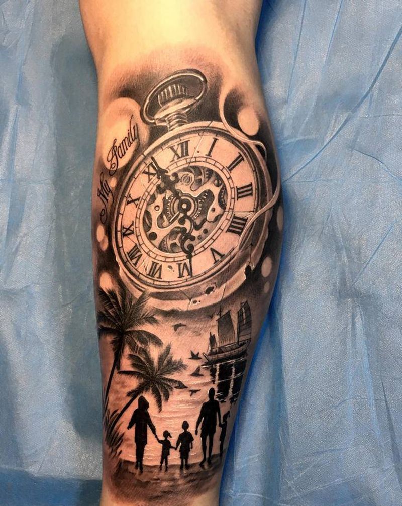 小腿纹身图片_脚部纹身图案