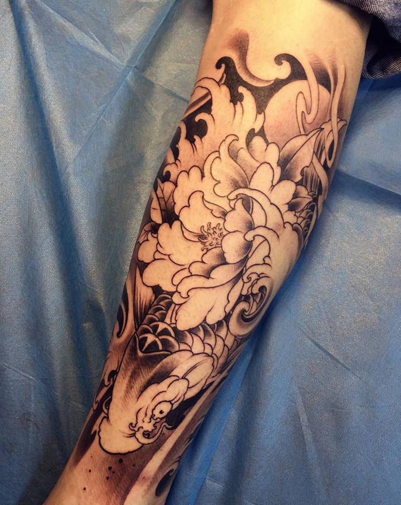 小腿未完成纹身图片_腿部纹身图案