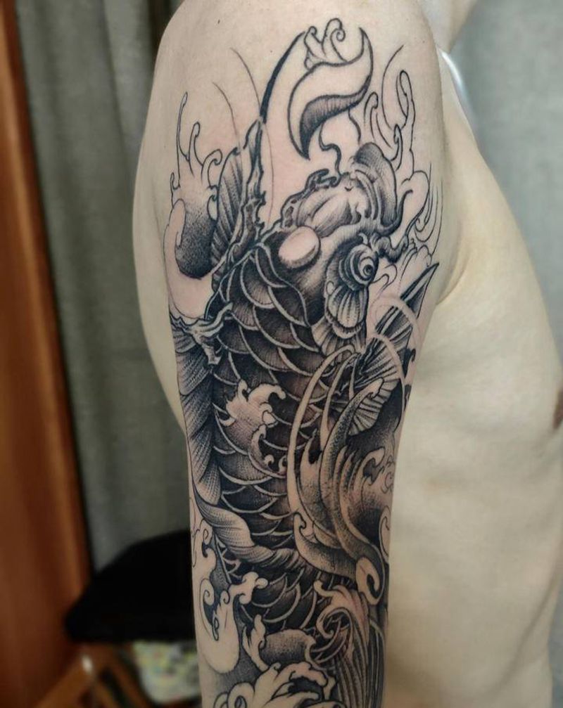 大鲤鱼。纹身图片_新传统纹身图案