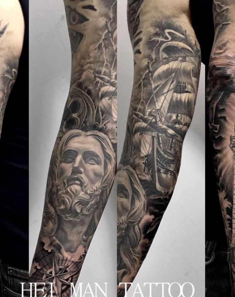 花臂完成纹身图片_手臂纹身图案