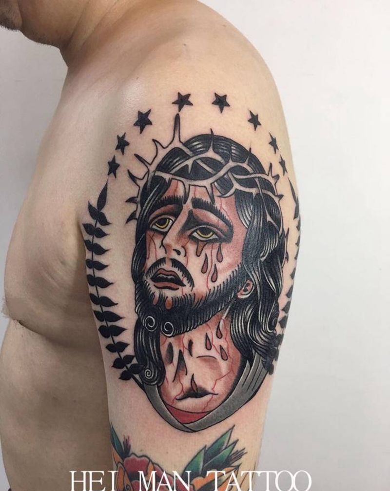 School花臂完成纹身图片_手臂纹身图案