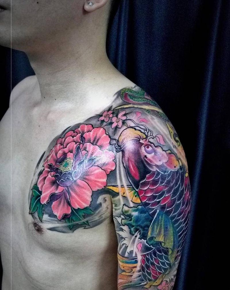 暴力遮盖纹身图片_胸部手臂纹身图案